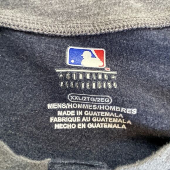 Cleveland Indians Shirt Mens Grey 2XL Raglan Distressed Henley MLB Baseball XXL - Picture 3 of 10